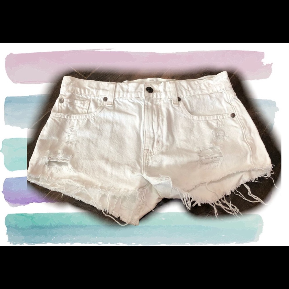 Denim & Supply White Denim BF Short Cutoffs